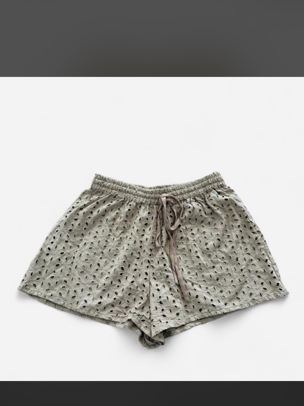 Cream/Beige Eyelet Drawstring Women's Shorts